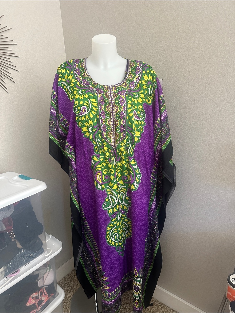 Purple & Green Printed Women's Kaftan